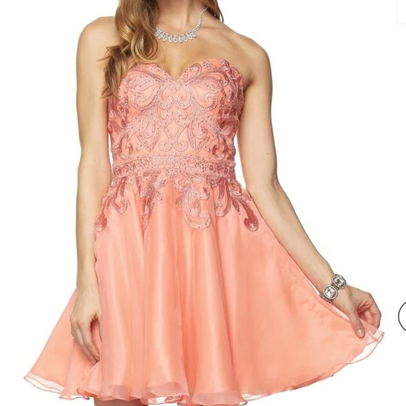 Juliet 772 Strapless Corset Back Party Dress - Picture 3 of 8